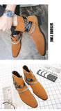 Men's Ankle Boots Yellow Black Faux Suede Buckle Strap Classic Short Sapato Masculino Mart Lion   