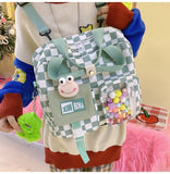 Ins Harajuku Style Large-capacity Female Student Schoolbag Messenger Bag Klein Blue One-shoulder Messenger Bag Backpack Mart Lion   