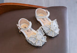 Girls Sequin Lace Bow Kids Shoes Girls Cute Pearl Princess Dance Single Casual Children's Party Wedding Mart Lion   