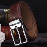 Men's Pin Buckle Leather Texture Luxury Brand Design Belt Loop Simple Casual Trend Youth Pants Belt Mart Lion   