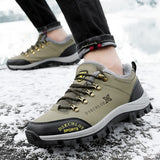 Hiking Shoes Outdoor Men's Sneakers Leather Winter Low-Top Plus Wool Men's Shoes Wear-Resistant Climbing Trekking Sports Mart Lion   