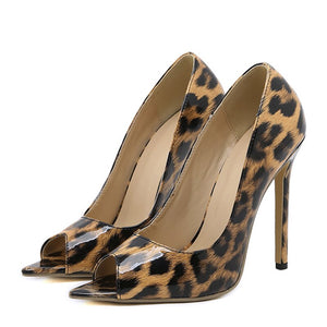 Liyke Shoes Pumps Women Leopard Print Pointed Peep Toe Stripper Heels Party Female Sandals Stiletto Zapatos Mujer Mart Lion Leopard print 35 