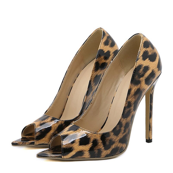  Liyke Shoes Pumps Women Leopard Print Pointed Peep Toe Stripper Heels Party Female Sandals Stiletto Zapatos Mujer Mart Lion - Mart Lion