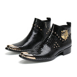 Type Handmade Men Boots Pointed Iron Toe Genuine LeatherMen Hombre Punk Party Mart Lion Black 39 China