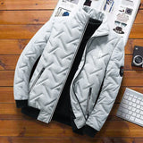 Men's Winter Jacket Coat Quilted With Thick Warm Pilot Winter Zipper Recreational Grid Vertical Zipper Mart Lion Gray M 