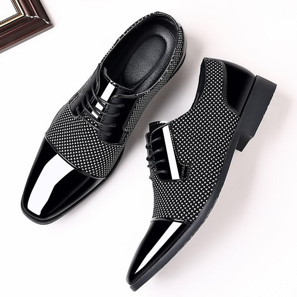  Trending Classic Men's Dress Shoes Oxfords Patent Leather Lace Up Formal Black Leather Wedding Party Mart Lion - Mart Lion