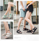  Blue Summer Outdoor Sandals Men's Harajuku Style Flat Casual Hook amp Loop Sport hombre Mart Lion - Mart Lion