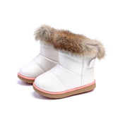 Girls Snow Boots Winter Plush Warm Solid Color Kids Ankle Boots Little Shoes Non-slip Student Shoes Mart Lion CN 21 insole 12.5cm SJ042-White 