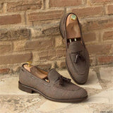  Loafers Men's Brown Plaid Tassel Canvas Breathable Casual Shoes Zapatos Hombre Mart Lion - Mart Lion