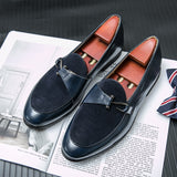 Men's Loafers Shoes Dress Slip-on Buckle Decoration Style Vintage Casual Retro Mart Lion blue 38 