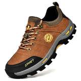 Leather Hiking Shoes Autumn Wear-resistant Outdoor Sport Men's Lace-Up Climbing Trekking Hunting Sneakers Mart Lion Brown 38 