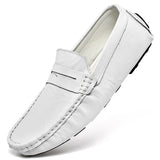 Genuine Leather Shoes Men's S Casual Soft-Soled Non-Slip Breathable Men's Loafers Mart Lion white 38 China