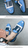 Blue Men's Dress Shoes Casual Loafers Men's Party Shoes Slip-on Leather zapatos hombre Mart Lion   