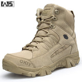 Military Ankle Boots Men's Outdoor Genuine Leather Tactical Combat Army Hunting Work Casual shoes Mart Lion   