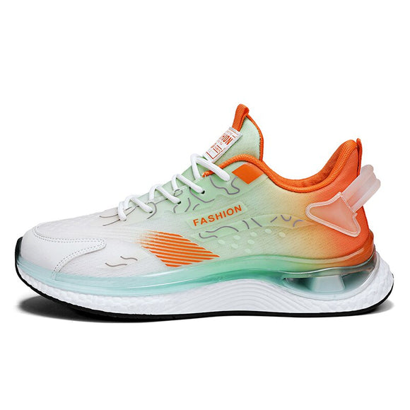Men's Running Shoes Casual Breathable Sneakers Outdoor Walking Elastic Sports Tennis Mart Lion green orange 39 