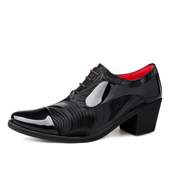 Black Formal Shoes for Men's Pointed Leather Elegant Dress Shoes Lace-up Heel Shoe zapatos hombre vestir Mart Lion Black 820 38 