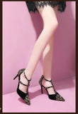 Women High Heels Simple Elegant Closed Toe Sandals Rhinestone Wedding Shoes Pointed-Toe Stiletto Mart Lion   