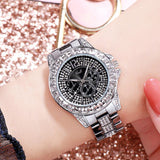 Casual Ladies Quartz Watch Rhinestone Women Rose Gold Wristwatch Feminino Reloj Mujer Mart Lion SilverBlack  