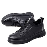 Men's Casual Sneakers Leather Microfiber White Black Vulcanized Shoes Lace Up Sports Footwear Mart Lion   