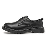 Black Men's Leather Shoes Luxury Work Sneakers Casual Mart Lion   
