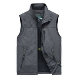 Large Size 5XL Waterproof Multi Pocket Fishing Vest Mens Quick-drying Mesh Breathable Waistcoat Photographer Sleeveless Jackets Mart Lion Gray M 