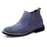 Autumn Winter Chelsea Boots Men's British Style Suede Leather Shoes Slip on Casual Ankle masculina Mart Lion C510 Gray 38 