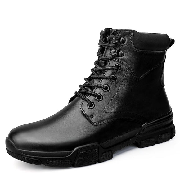 Genuine Leather Boots Men's Keep Warm Winter With Fur Ankle Masculina Mart Lion Black 35 
