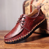 Genuine Leather Handmade Casual Men Shoes Design Sneakers Man Leather Travel Loafers Driving Mart Lion Red Brown 38 