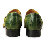 Oxfords Full-Grain Leather shoes men's slip-on monk casual luxury social dress schuhe herren green Mart Lion   