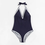 Backless Bikini For Women One Pieces Beachwear Solid Swimwear Lady Swimsuit Mart Lion blue S 