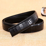 High-Grade Crocodile Pattern Cowhide Headless Belt Men's Genuine Leather Automatic Buckle Leisure Travel Belt Strip 2338 Mart Lion Black Travel 2338 China 110CM Europe95