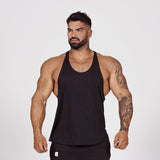 Black Bodybuilding Tank Tops Men's Gym Fitness Cotton Sleeveless Shirt Stringer Singlet Summer Casual Vest Training Clothing Mart Lion Black (No Logo) M 