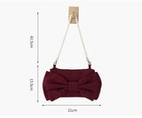 Girl Pearl Bow Handbags Underarm Bag for Woman Summer Small Fresh Fairy Bag One-shoulder Hand-held Messenger Bag Mart Lion Wine Red 1  