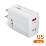 120W USB Charger Fast Charging For iPhone Samsung Xiaomi Mobile Phone Charger Quick Charge 5.0 QC4.0 Power Adapter USB Chargeur Mart Lion US Plug  