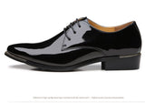 Men's Patent Leather Shoes White Wedding Shoes Black Leather Soft Dress Shoes Mart Lion   