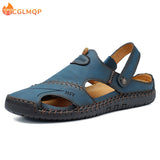 Summer Men's Sandals Outdoor Non Slip Soft Slippers Leather Beach Sandals Classic Roman Flat Wading Shoes Mart Lion   