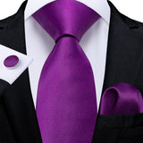 DiBanGu Pink Solid Silk Ties for Men's Pocket Square Cufflinks  Accessories 8cm Necktie Set Mart Lion N-7819  
