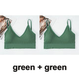 2Pcs Women Tank Crop Top Seamless Underwear Female Crop Tops Lingerie Intimates With Removable Padded Camisole Mart Lion green2 L China
