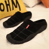 Men's Slippers Home Winter Indoor Warm Shoes Thick Bottom Plush Waterproof Leather House Slippers Cotton Mart Lion   