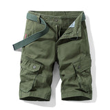 Multi Pocket Solid Color Men's Cargo Pants Solid Color Loose Cotton Straight-Leg Casual Shorts Running Fitness Shorts Mart Lion Army Green 30 China