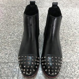  Chelsea Boots Black Rivet Punk Square Toe Slip-On Handmade Low-heeled Men's shoes Mart Lion - Mart Lion