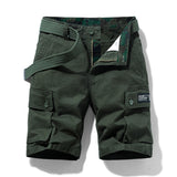 Summer Thin Men's Cargo Shorts Cotton Button Pocket Washed Comfort Casual Shorts Slim Fit Outdoor Men's Shorts Mart Lion Green 29 China