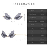 Butterfly Sunglasses Rimless Dragonfly Wing Women Vintage Clear Ocean Lens Eyewear Men Pink Shades UV400 Mart Lion   