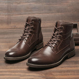  Dark Brown Men boots Spring British Style Leather Boots Retro Men Ankle Boots Mart Lion - Mart Lion