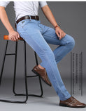  Top Classic Style Men Summer Jeans Casual Light Blue Stretch Cotton Denim Trousers Mart Lion - Mart Lion