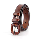 Anti-Metal Allergy Belt Ladies Belt Girl Top Layer Cowhide Pin Buckle Casual All-Match Narrow Pure Cowhide Belt Mart Lion Brown Yellow 2.7 CM China 95CM Europe80