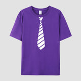Men's Tee Top Graphic Tie T-Shirt Oversized Cotton Short Sleeve Summer  T Shirts Casual Mart Lion Purple XS 