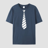 Men's Tee Top Graphic Tie T-Shirt Oversized Cotton Short Sleeve Summer  T Shirts Casual Mart Lion Navy Blue XS 