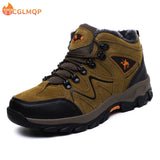 Winter Men's Work Casual Shoes Outdoors Leather Plush Warm Round Toe Sneakers Non Slip Climbing Hiking Mart Lion   