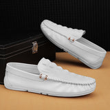  Men's Shoes Luxury Loafers Mocasines Flats Sneakers White Leather Mart Lion - Mart Lion